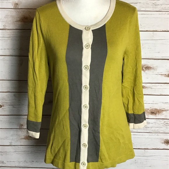 Banana Republic Green Gray Cardigan Sweater Women's Size Medium - Picture 2 of 2